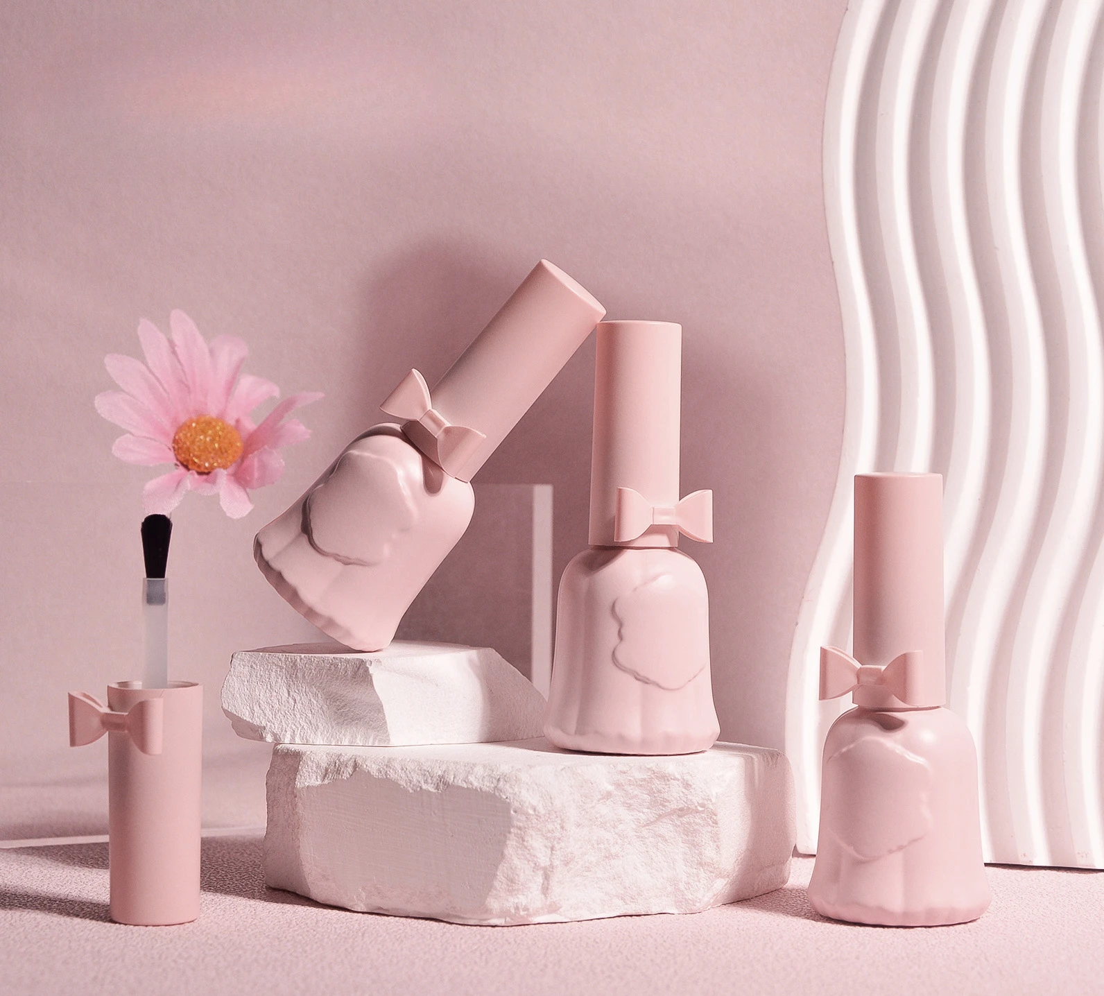 Многоразовые флаконы для гель-лака ногтей розового цвета 12 мл с милым покрытием