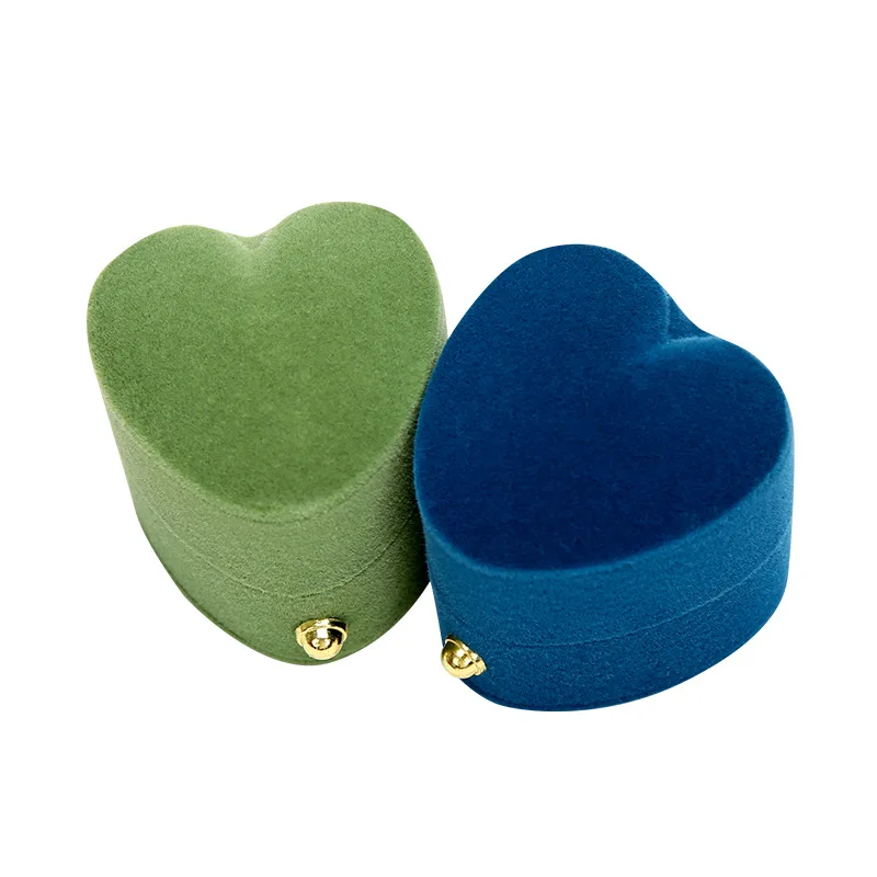 Мини-бархатная шкатулка для драгоценностей модная коробка колец в форме сердца