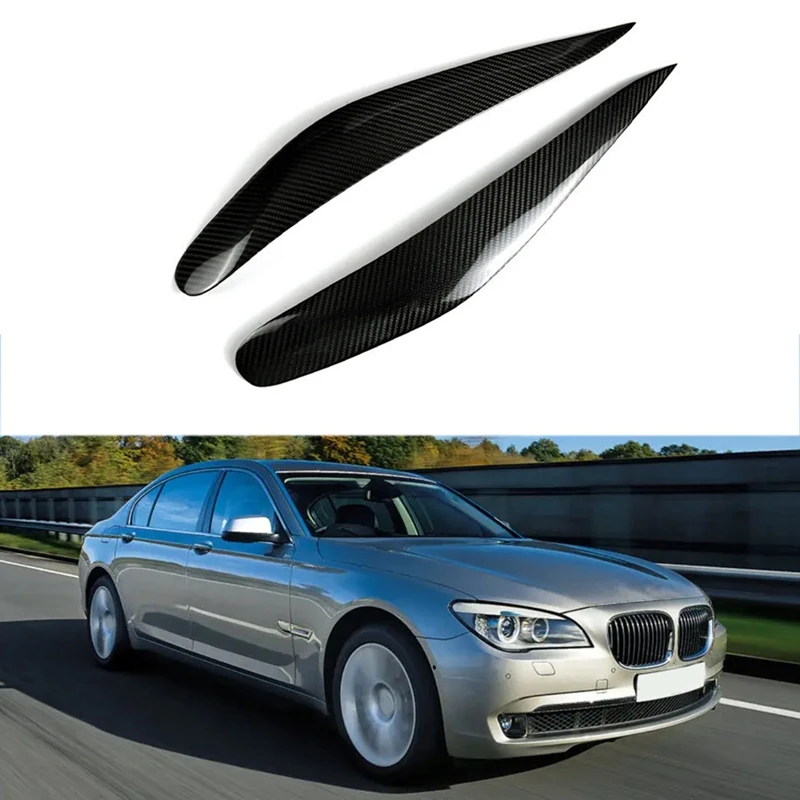 Car Headlight Eyebrows Carbon Fiber Trim Cover For BMW 7 Series F01 F02 2009-2014 Head Light Lamp Eyelid Stickers