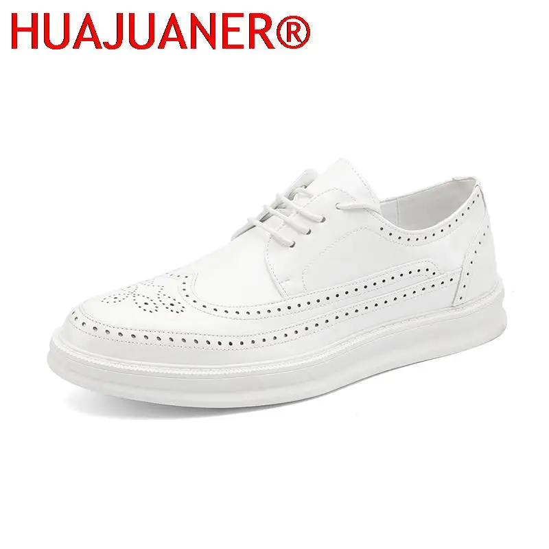 Мужская официальная обувь белая кожаная деловая повседневная из спилка модные