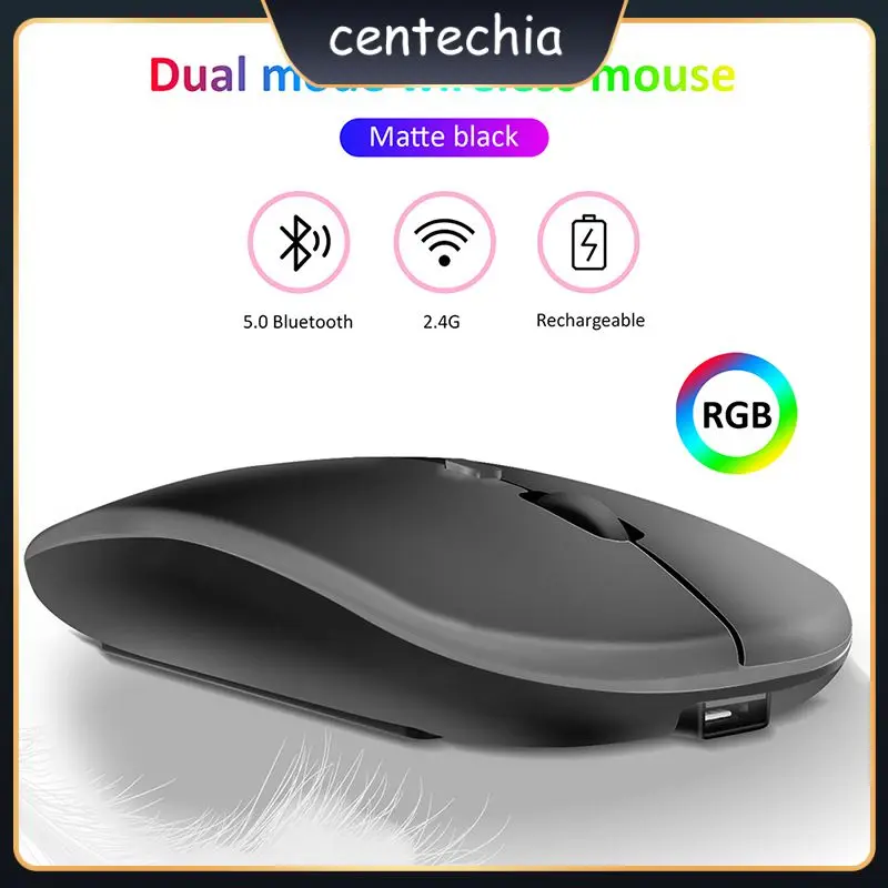 

Mouse Dual Mode Thin Wireless Mouse 2.4ghz Rechargeable For Laptop Pc Gaming Mouse Silent Mouse 1600dpi Portable