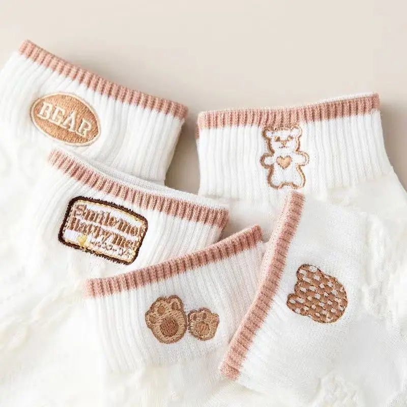 Женские короткие носки с принтом медведя 5/10 пар