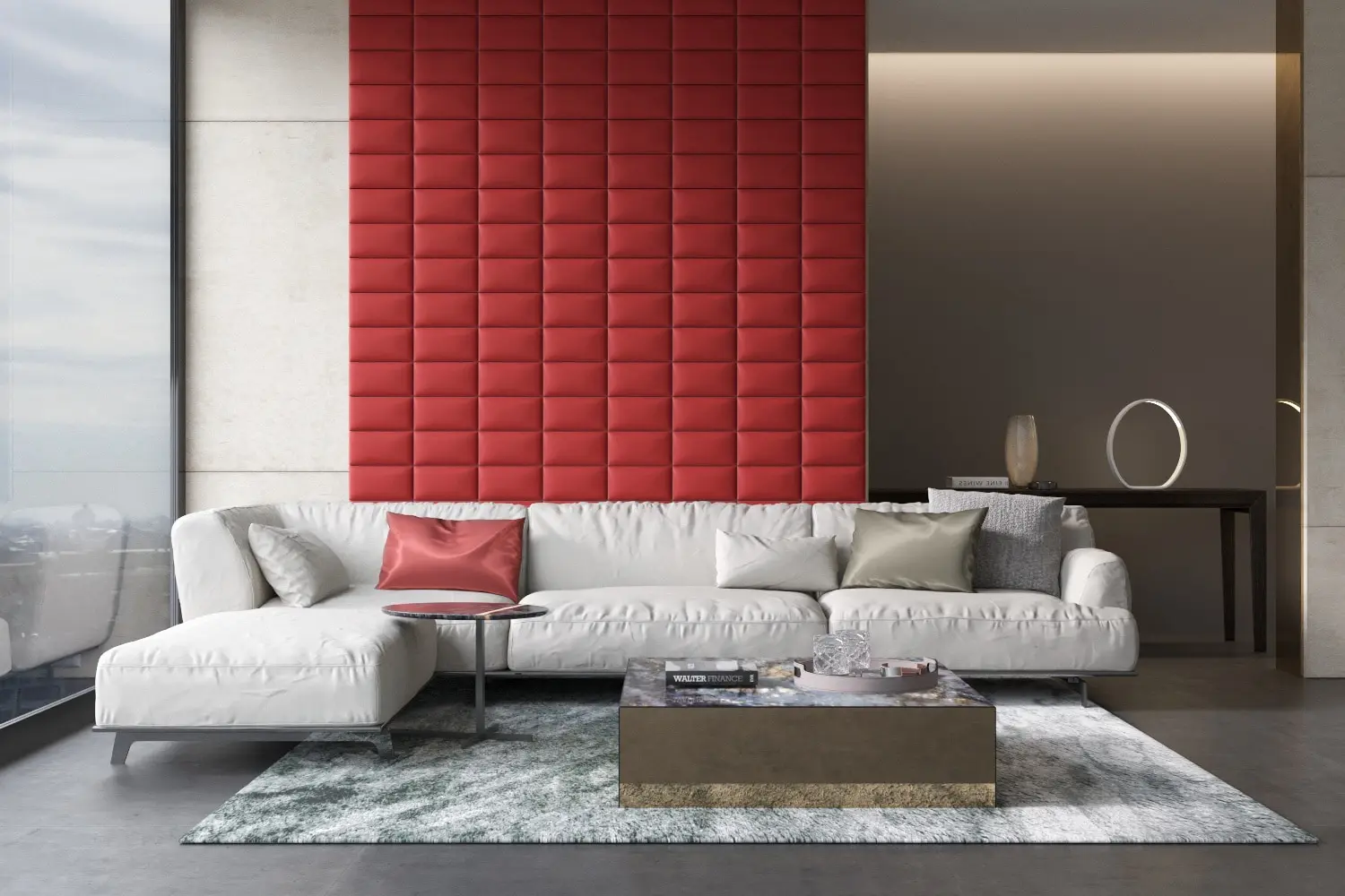 Мягкие самоклеящиеся панели Eco Leather Red 15 х 30