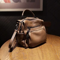 multi pocket design leather women backpack high quality large capacity multifunctional bag luxury brand women fashion backpack