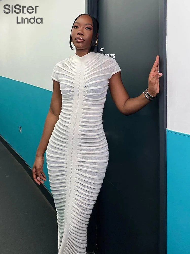 KLALIEN Зимнее вязаное платье maxi