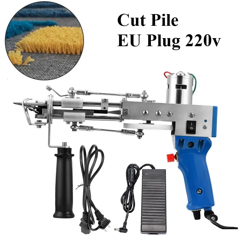 DIY Cut Pile 220V Loop Pile Electric Carpet Tufting Gun Carpet Weaving Flocking Machines Power Tool Hand Gun Cut Pile EU Plug enlarge