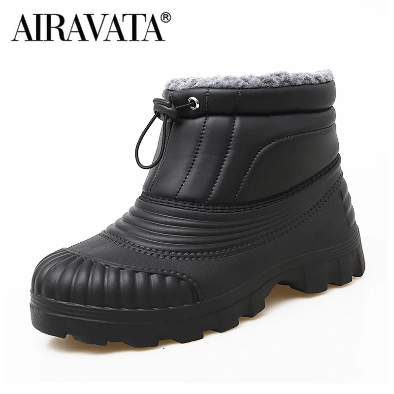 Men Boots Winter Plush Warm Snow Shoes Comfortable Life Waterproof Mens Leather Sneakers Male Boots