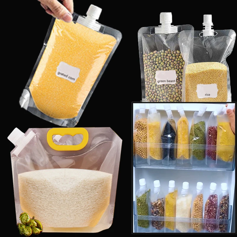 

5pcs Kitchen Storage Food Grains Sealed Bag Organizer Fresh Food Storage for Cereals Rice Refrigerator Transparent Sealed Bag