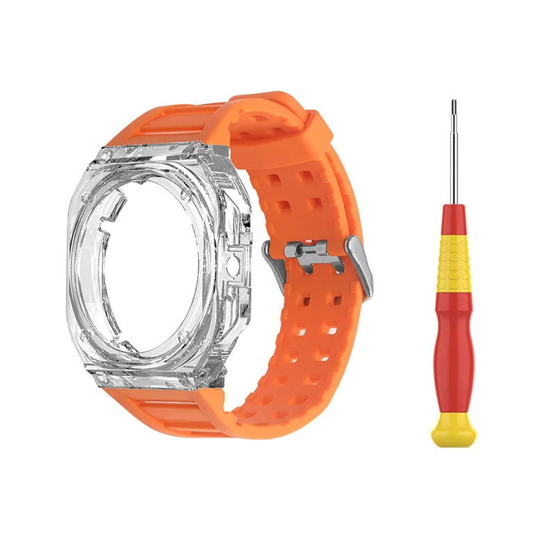Transparent Glacier Case Band Modification Kit For HUAWEI GT Cyber Watch Silicone Bracelet For GT Cyber Rubber Sport Strap Band