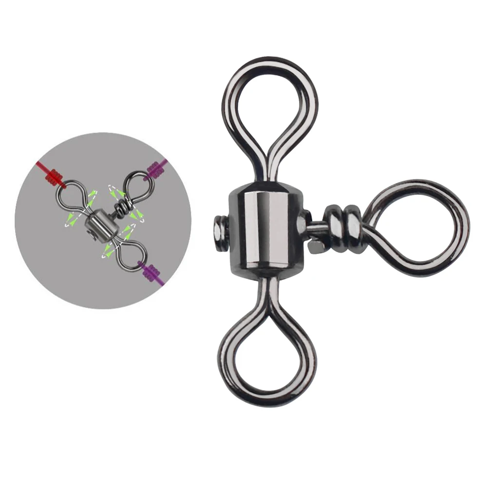 

DNDYUJU 30 or 50pcs Cross Line Rolling Fishing Swivels 3 Way Fishing Line Hook Connector Carp Fishing Accessories Lure Tools