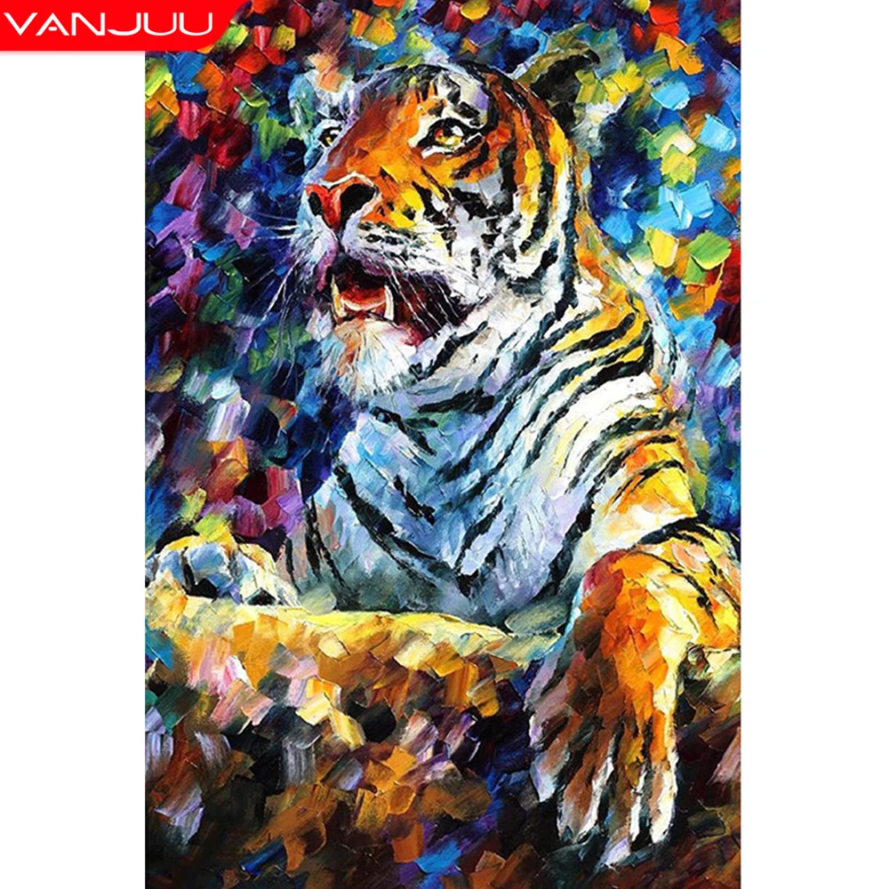 

5D Diamond Painting Oil Painting Tiger Full Square/Round Diamond Embroidery Animal Rhinestone Picture Home Decor