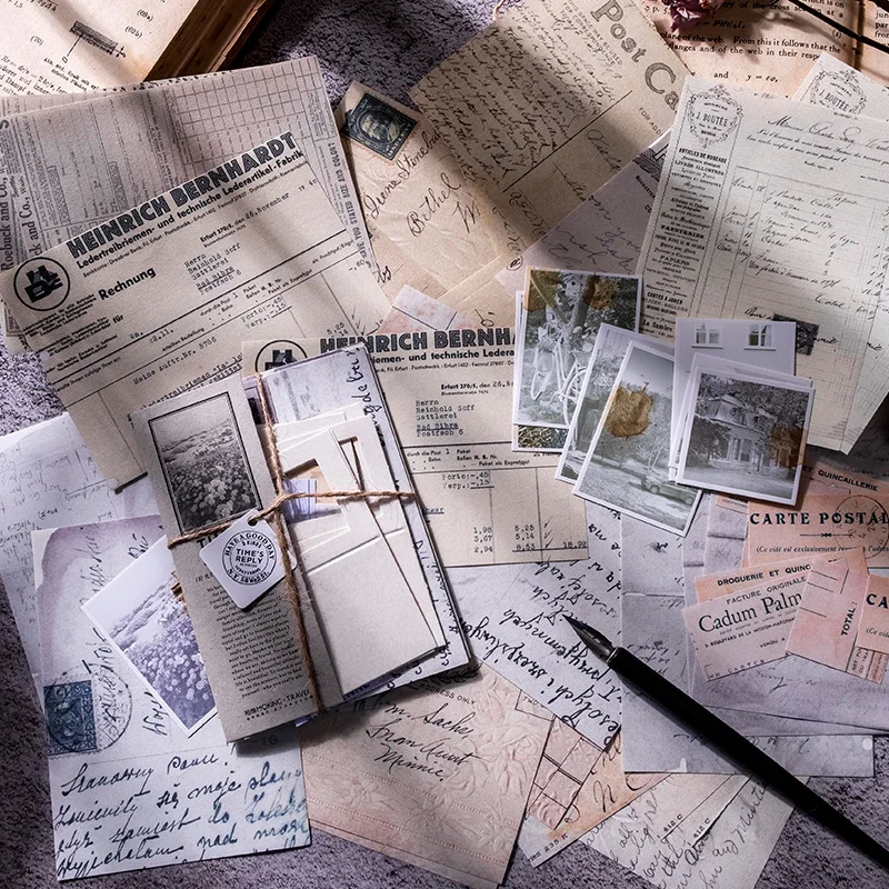 

45pcs/lot Memo Pads Material Paper time's reply Junk Journal Scrapbooking Paper Retro Background Decoration Paper