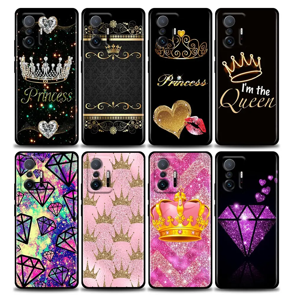 

Phone Case for Xiaomi Mi 11i 12 12X 11 11X 11T Case Poco X3 NFC M3 Pro F3 GT M4 Silicone Cover Cute Queen Princess Crown