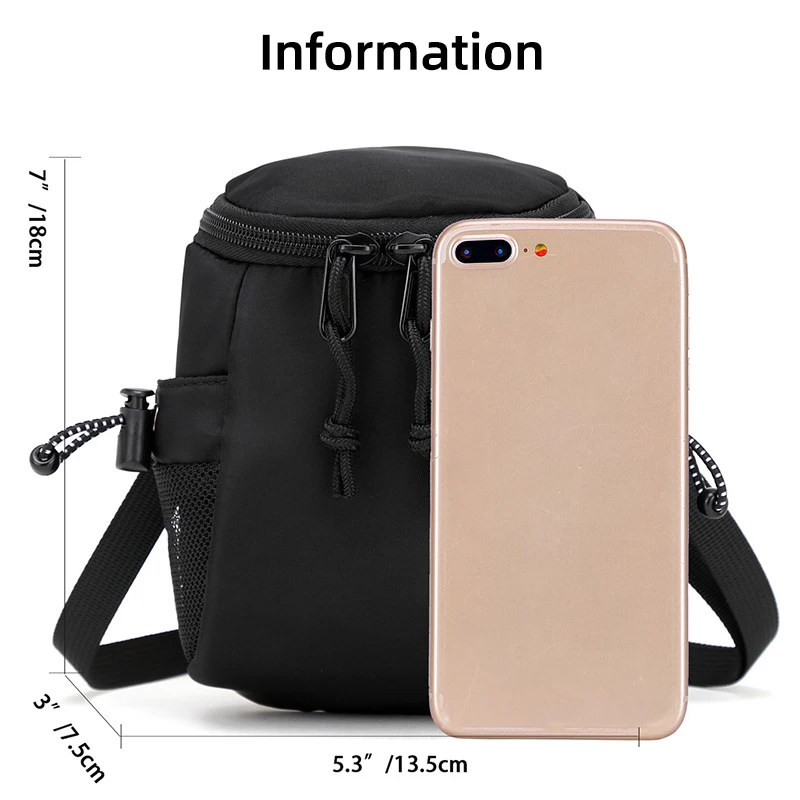 HK Men's Shouler Bag Fashion Mini Phone Bag For 6.5''Phone Light Weight Small Credit Card Bag Crossbody Bags For Men Hip-Pop