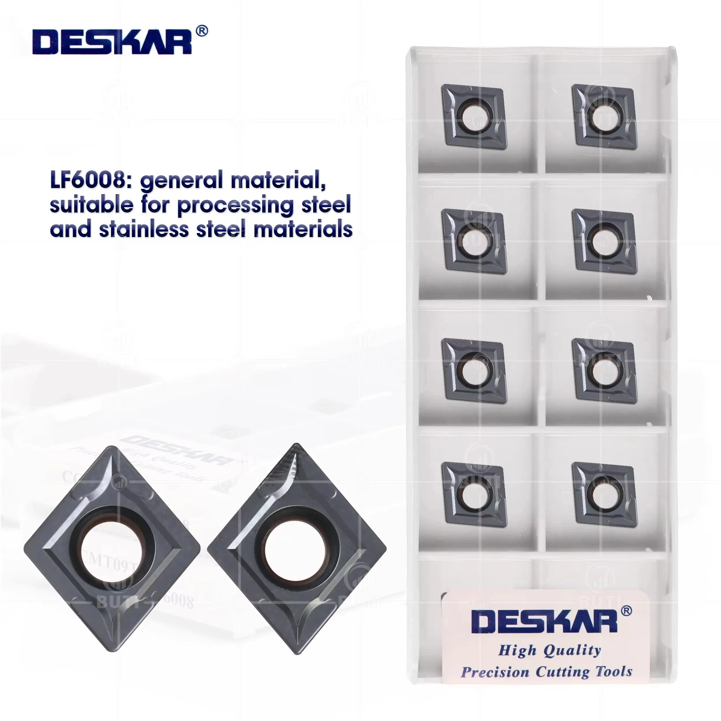 Фото DESKAR 100% оригинальные токарные лезвия CCMT09T304 CCMT09T308 LF6008 Токарный станок с числовым управлением Твердосплавные вставки Режущие инструменты Материал №1