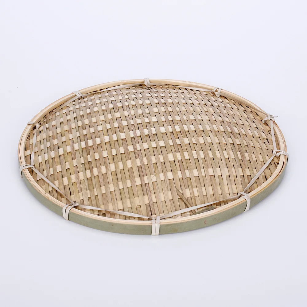 Белый круглый поднос Boho Chic плетеная лоток Плетеный ротанговый плоский овощи