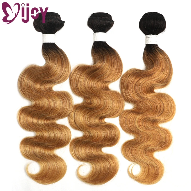 

Body Wave Human Hair Bundles 3/4 Pieces Pre-colored Human Hair Weave Ombre Honey Blonde Brazilian Non-Remy Hair Extensions IJOY
