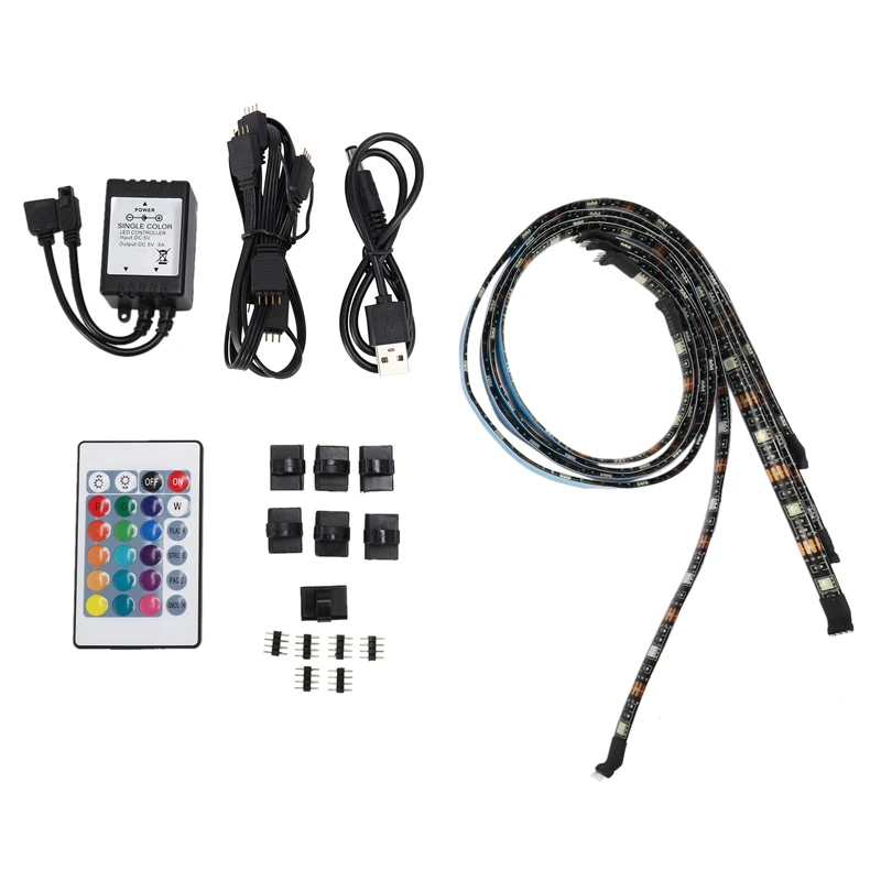 

Retail 6W RGB LED Strip Light For TV Strip Light RGB Receiver Controller With 24 Key Remote Control Panel