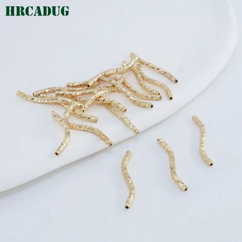 DIY Accessories S Shape Curved Tube 18K Gold Plated Brass Metal Twisted Tube Beads Connectors For Jewellery Components Findings