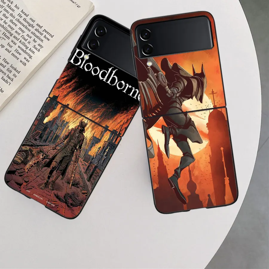 Чехол Game Bloodborne для Samsung Galaxy Z Flip 6 5G 5 4 3 черный жесткий чехол сотового телефона ПК