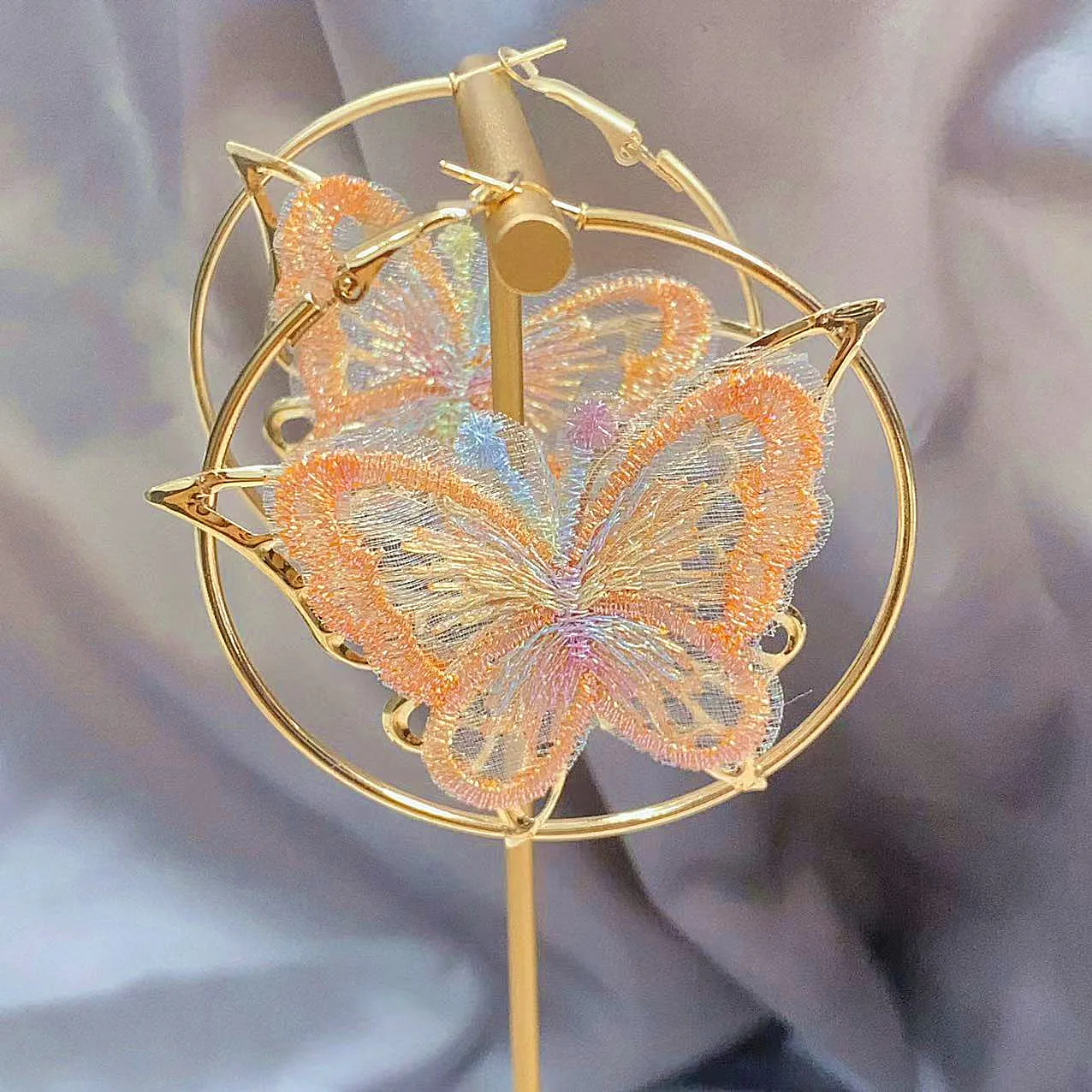 Кружевное кольцо-обруч с бабочкой ювелирные украшения для ушей большие круглые