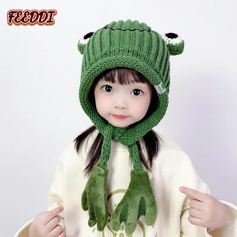 

Feeddi Children's Hat Winter Cute Baby Girl Windproof Earflaps Woolen Cap Fleece Lined Thickened Knitted Hat