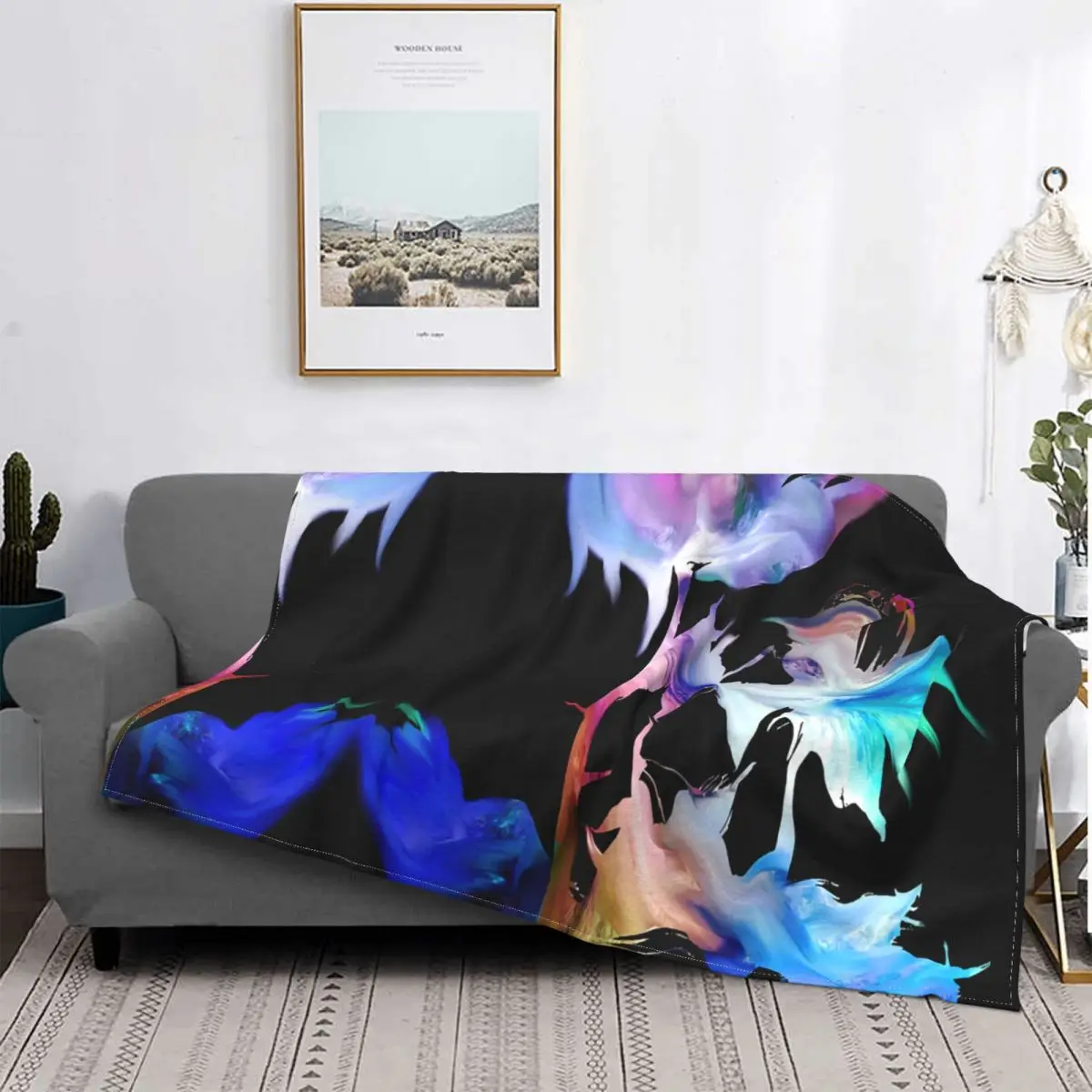 

Gradient Moroccan Fluid Pattern Blanket Soft Fleece Autumn Warm Flannel Angel Artist Throw Blankets for Sofa Outdoor Bed Quilt