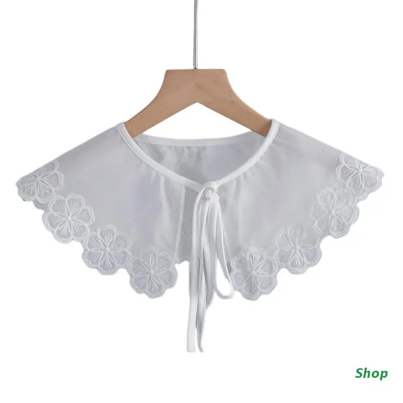 

L5YC Detachable False Collar Embroidery Floral Petals for Women Girl Shawl Shrug Cape