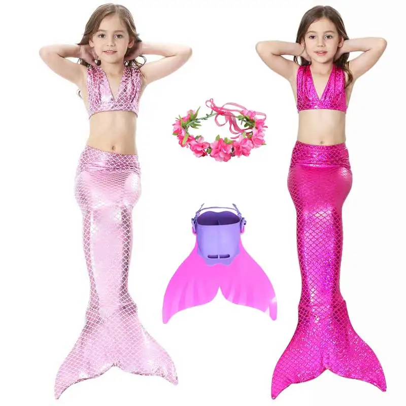 

Toddler Girls Mermaid Tail For Swimming Cosplay Fancy Fish Costume Beach Bikini Set Flippers Monofin Anime Costume