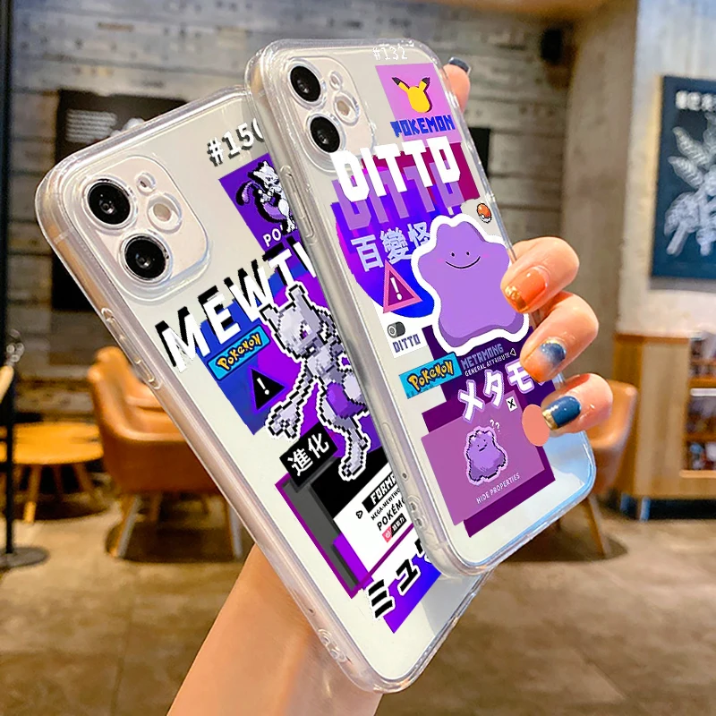 

TAKARATOMY Pokemon Pikachu Gengar Phone Case For iPhone 13 12 11 6 6s 7 8 Plus X XR 11Pro XS Max Transparent Soft TPU Back