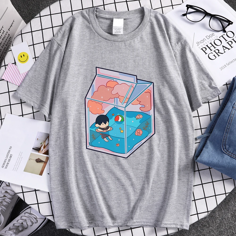 

Haikyuu Симпатичные мужские футболки с мультяшным принтом, мягкие S-футболка Xxxl повседневные футболки для улицы, спортивная одежда большого ра...