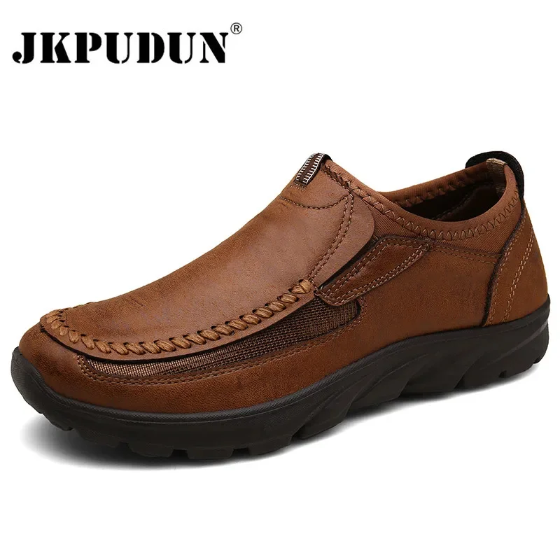

Мужские повседневные кожаные туфли, коричневые брендовые Мокасины, дышащие слипоны, обувь для вождения, модель 39-48, 2023