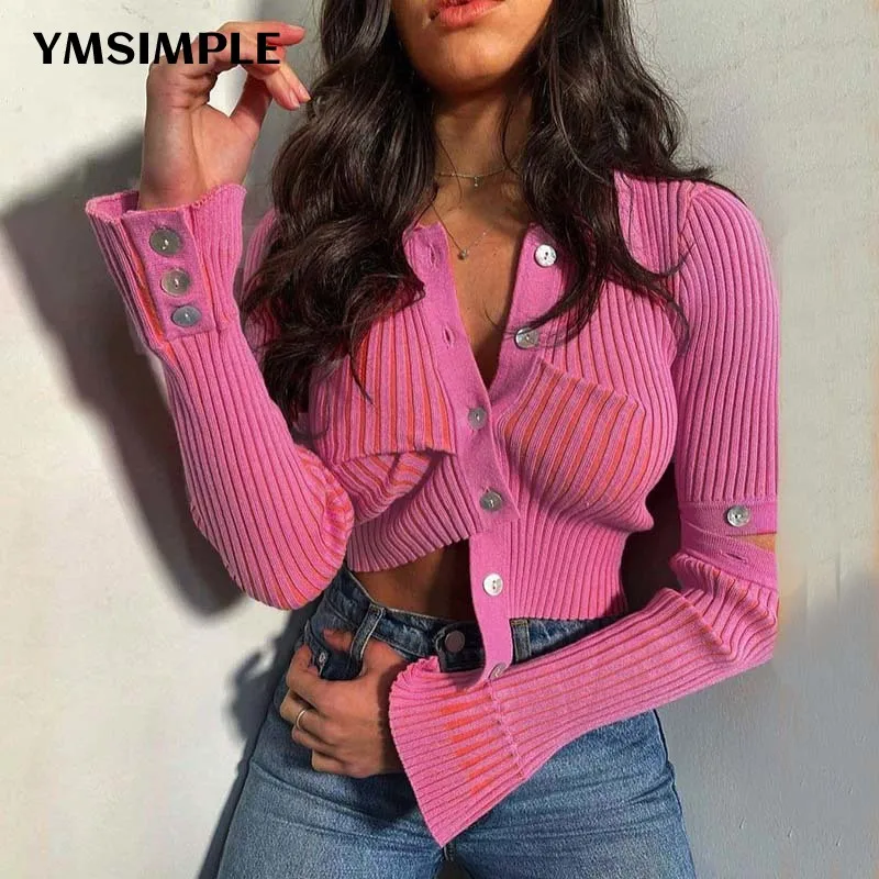 

Fashion Women Clothing Knitted Cardigan Y2K Top 2022 Spring Female Solid Slim Sweater with Removable Sleeve Single Breasted Coat