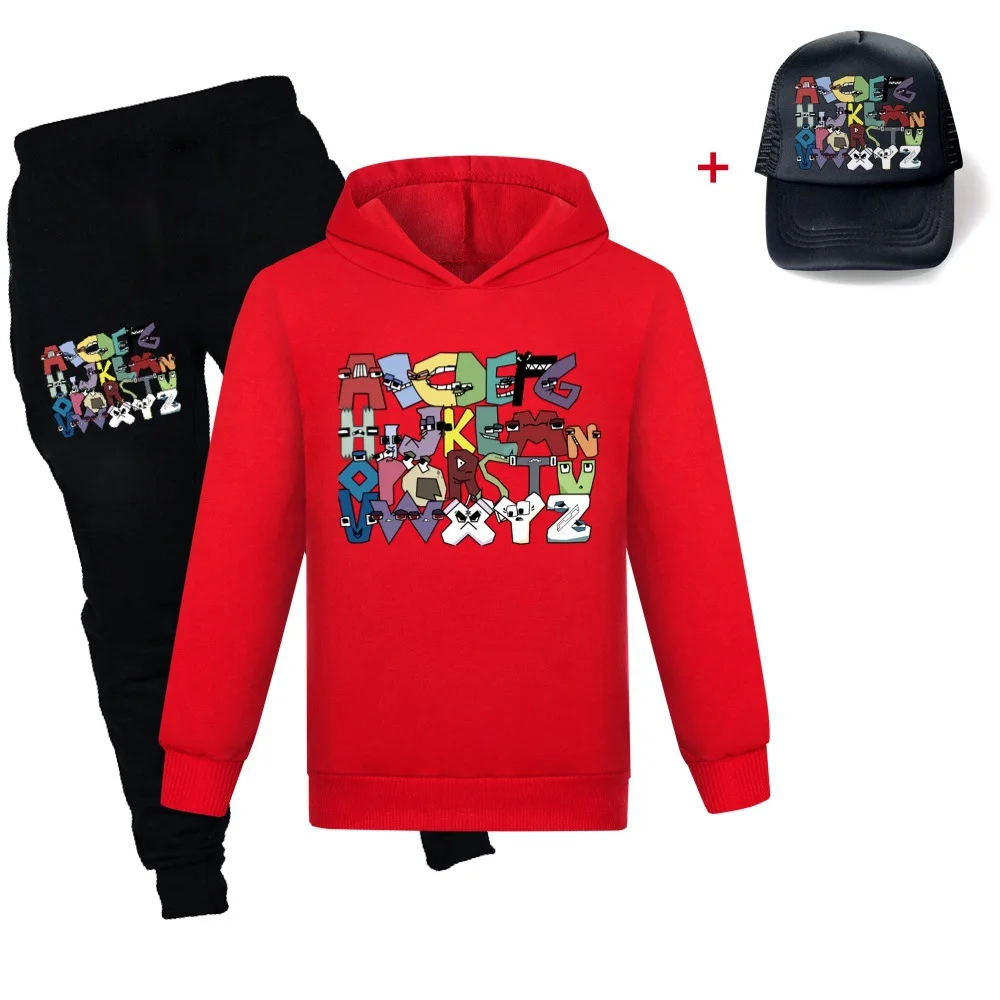 

Детский Комплект из 3-х предметов, толстовка с буквенным принтом ЛОР + штаны + Кепка, свитшот с мультяшным рисунком для подростков, девочек и мальчиков, Детская осенняя Рождественская одежда