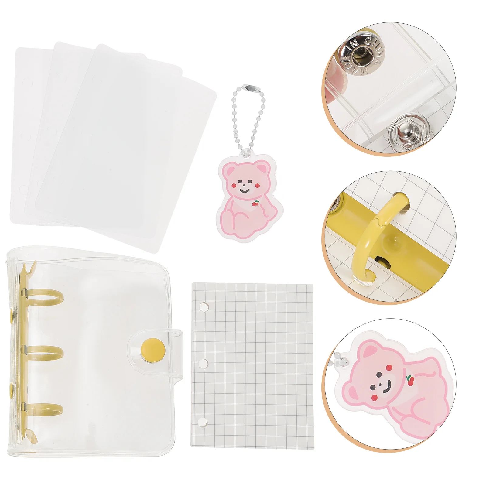 

Binder Notebook Mini Loose Leaf Ring Paper Scrapbook Cover Notebooks Journal Notepad Transparent Pockets Pvc Clear Binders