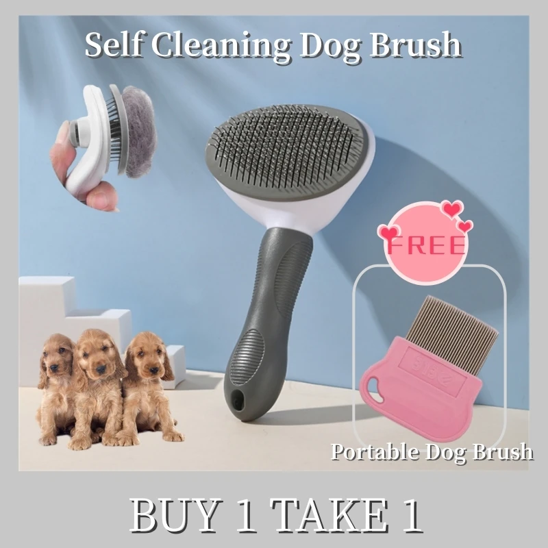 

3Colors Self Cleaning Dog Brush Stainless Steel Needle Pet Hair Remover Brush Comfortable Comb For Dog Non-toxic Pet Supplies