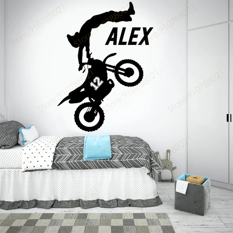 Персонализированная мотоциклетная наклейка с именем байкера искусство домашний