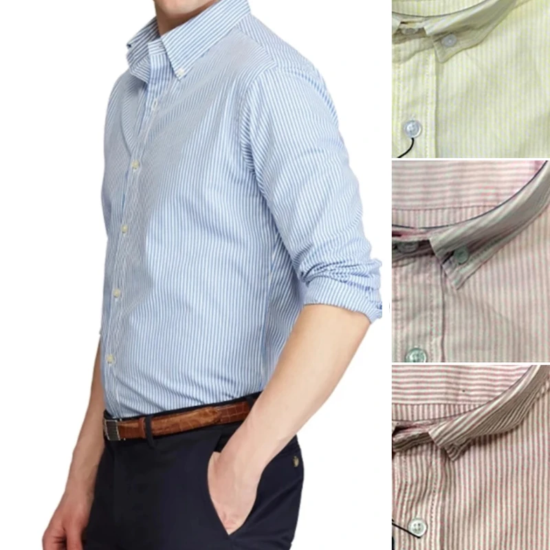 

Thin Oxford High Quality Small Horse 100% Cotton Camisa Masculina Men Long Sleeve Dress Shirts Hombre Chemises Streetwear