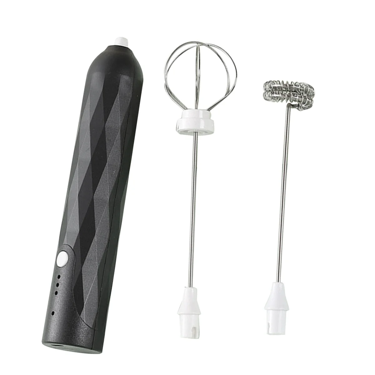 

Mini Frother Handheld, Immersion Blender Cordlesss Foam Maker USB Rechargeable Small Mixer with 2 Stainless Whisks Black