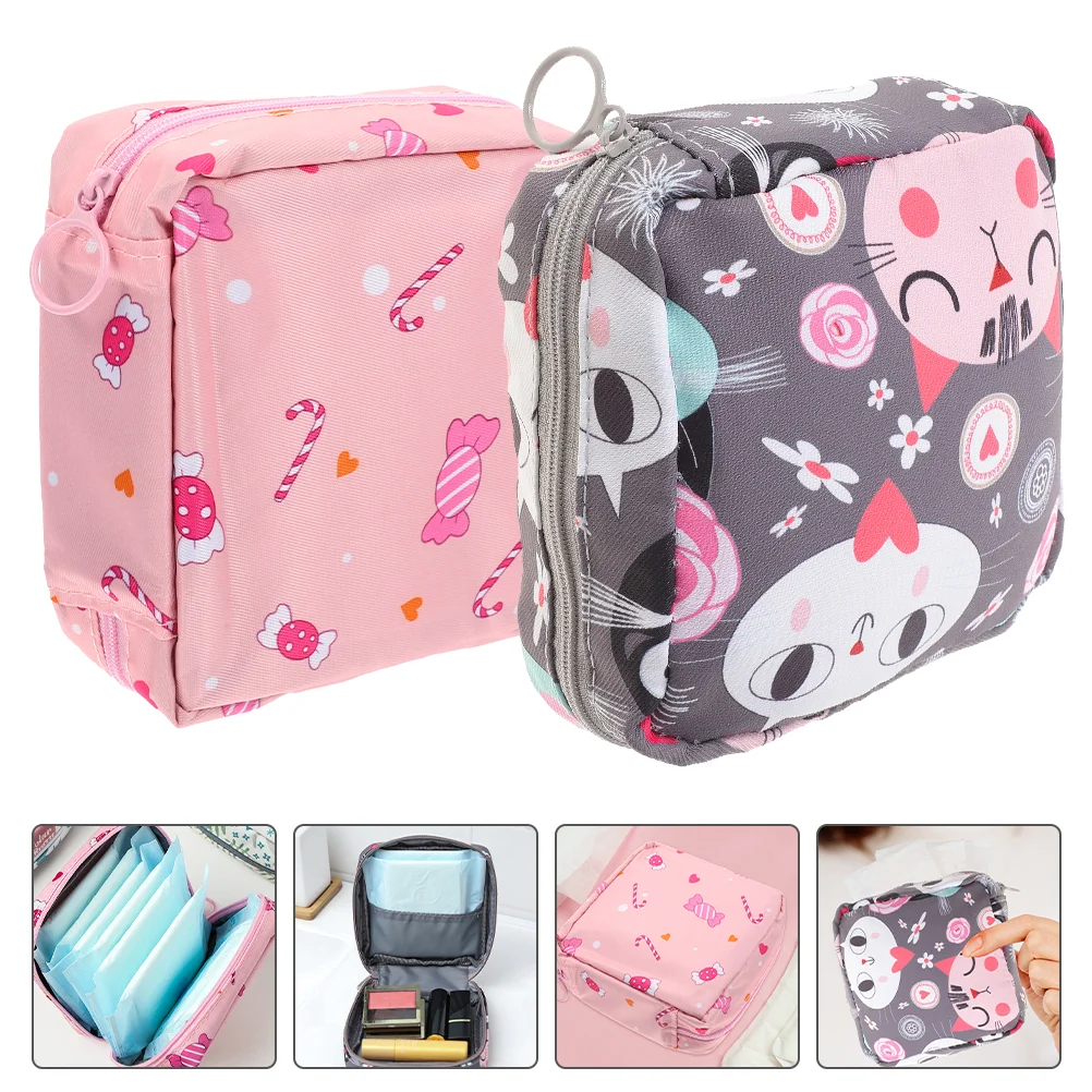 

2Pcs Portable Sanitary Napkin Pouch Sanitary Pad Bag Girls Nursing Mat Pouch Outdoor Period Bag Menstrual thermal