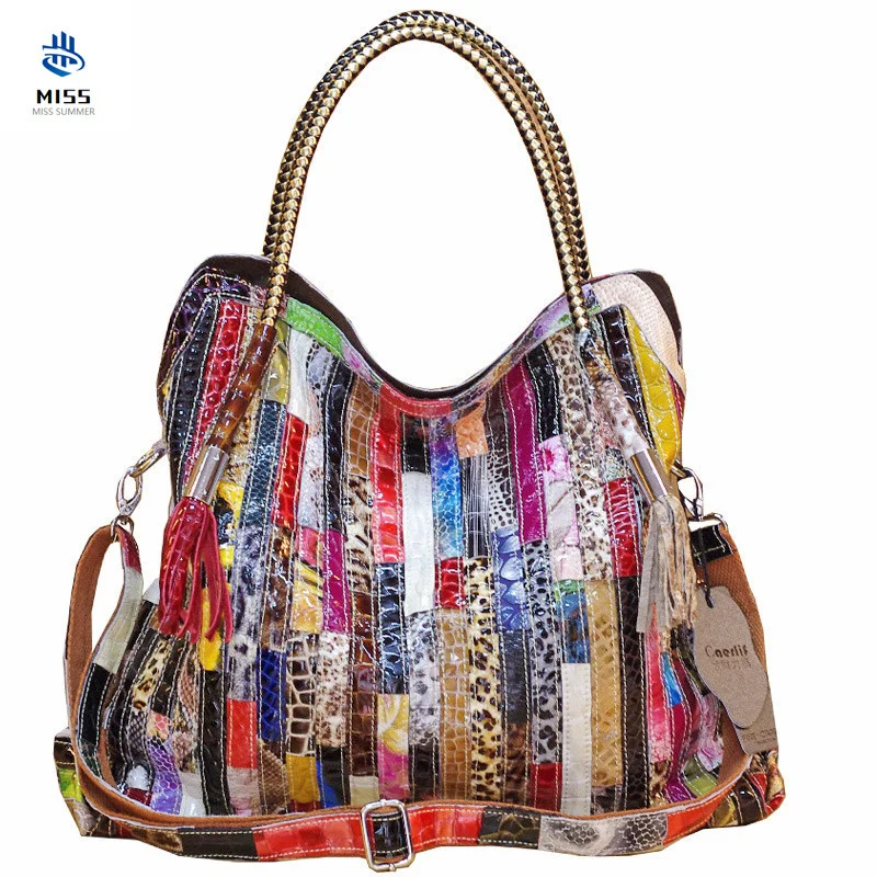 

2021 new women's handbag shoulder strap leather bag women's leather bag bolsas women's handbag full color acorn snake bag