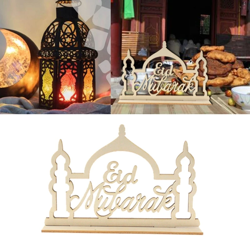 

Eid Mubarak Wooden Ornament Muslim DIY Letters Wood Crafts Creative Ornaments