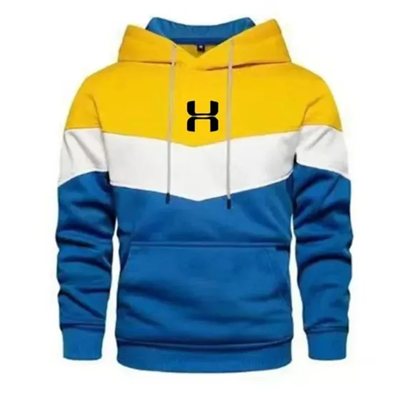 Осенне-зимняя мужская трёхцветная Спортивная толстовка с принтом + брюки 2