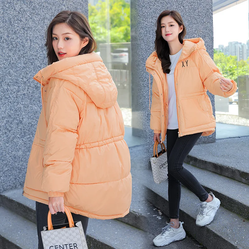 New 2021 Winter Parkas Coat Women Clothes Loose Hooded Candy colors Women's Winter Jacket student Warm Cotton Coat Outerwear
