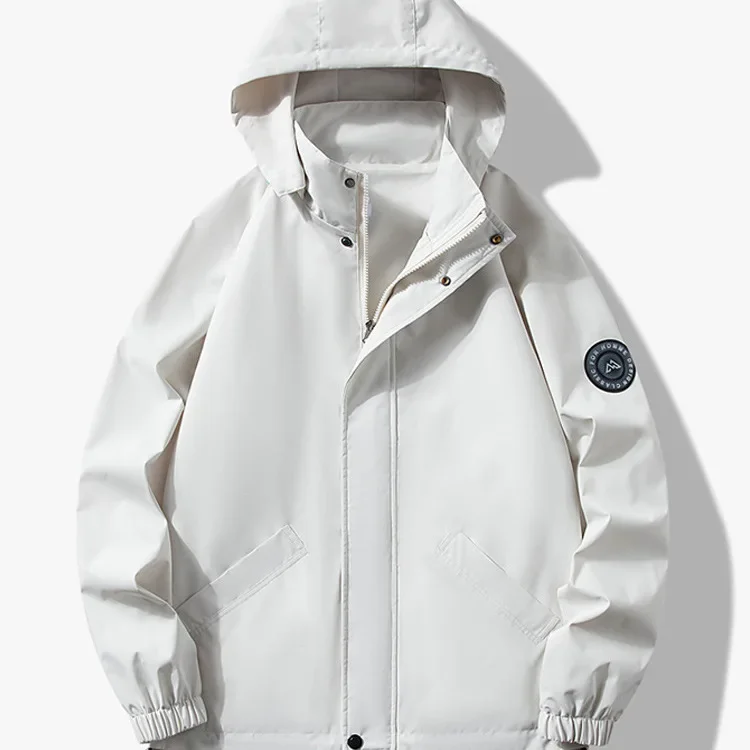 Korean Style Men's Trenchcoat Loose Fit Lapel Zipper Up Outdoor Fashionable Integrated Type Work Wear Trendy Brand Color Block