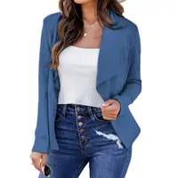New Woman Casual Blazer Solid Color Long Sleeves No Buttons Loose Cardigan Temperament Elegant Business Lapel Women's Clothing