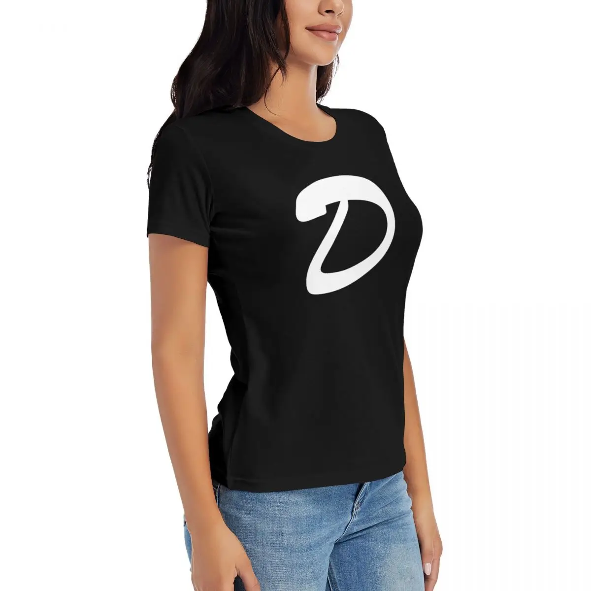 Женская хлопковая футболка с коротким рукавом и круглым вырезом