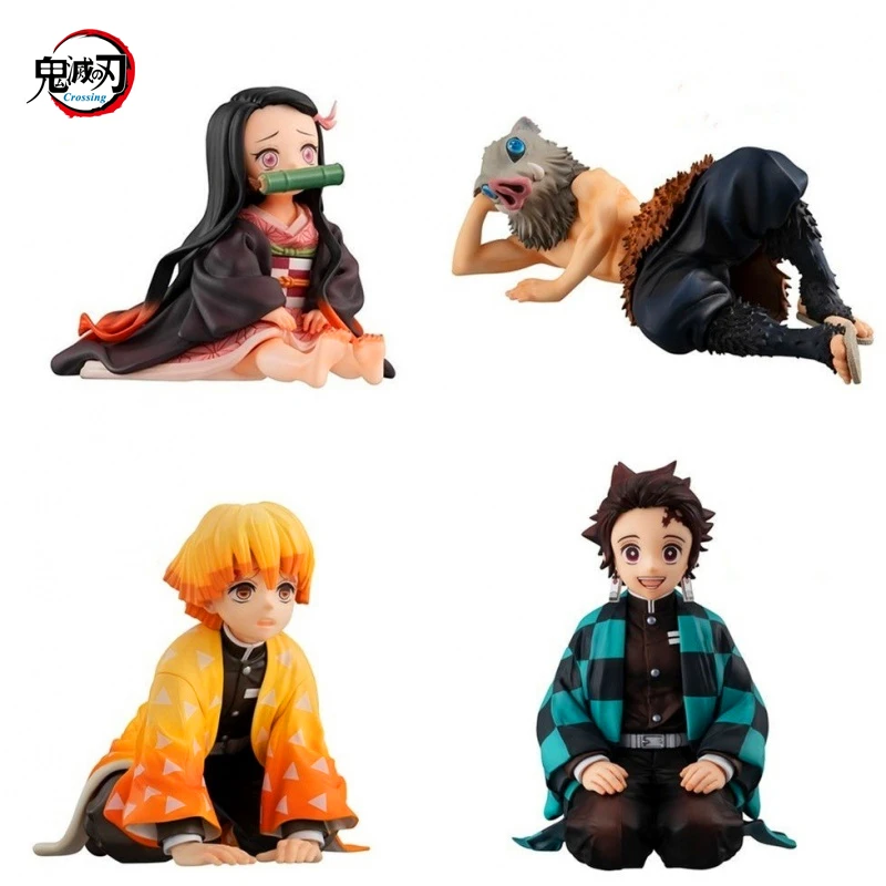 7cm Anime Demon Slayer Q Version PVC Model Kamado Tanjirou Nezuko Zenitsu Cartoon Seated Action Figures Toys for Children Gifts