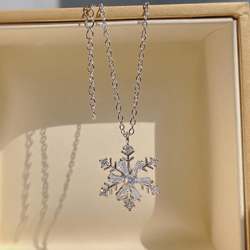 

Женское вечерние жерелье из серебра 925 пробы, с цветком и снежинкой