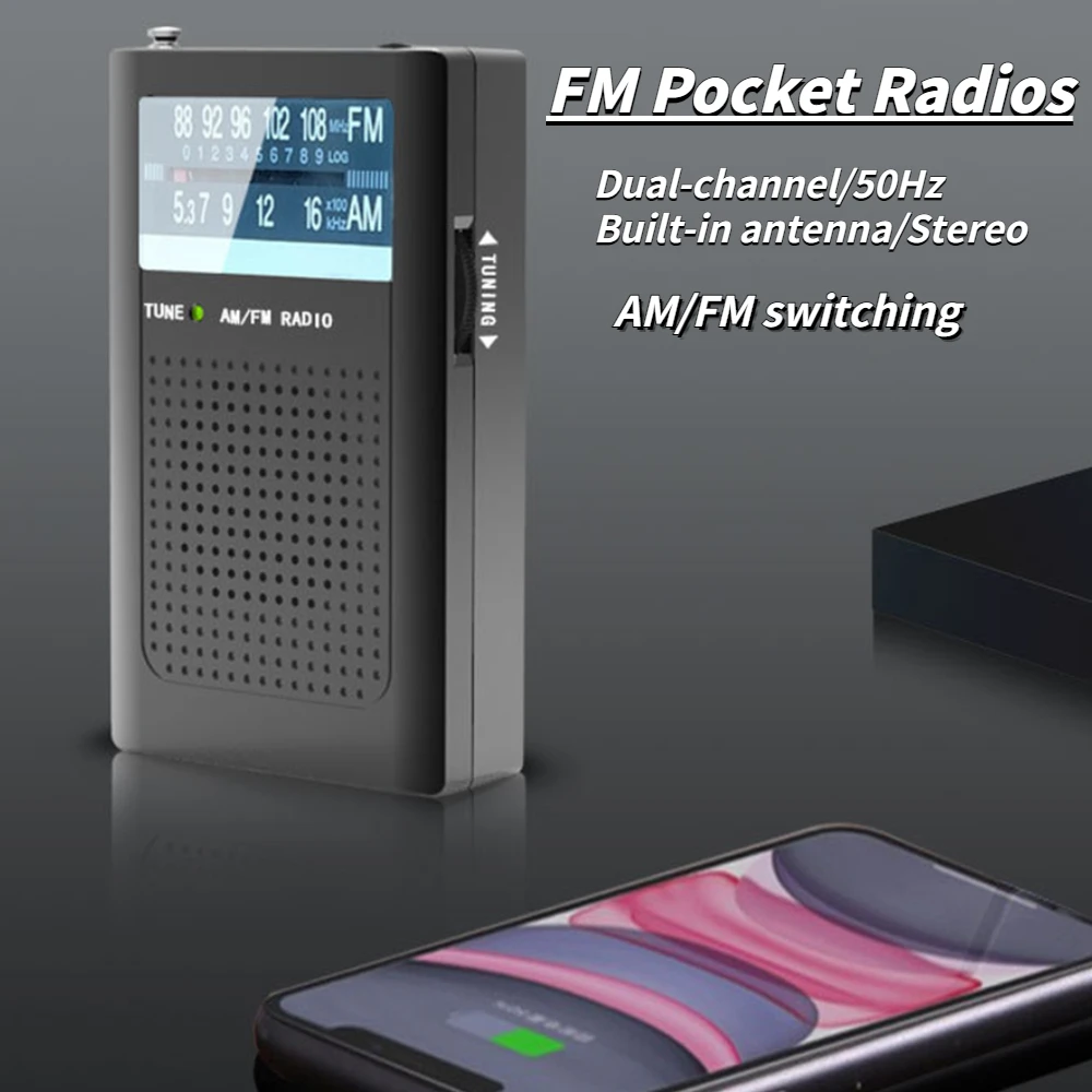 

Mini Portable Pocket Radios Built-in Antenna Battery Operated AM FM Radio with Loud Speaker Dual-channel Stereo for Elderly Gift
